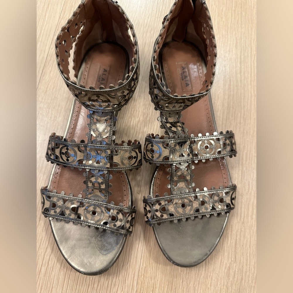Alaïa Leather laser cut Gladiator Sandals